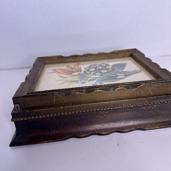 Wooden‎ Botanical Antique Floral Vanity Box, Jewelry, Trinkets, Etc. - Picture 7 of 7
